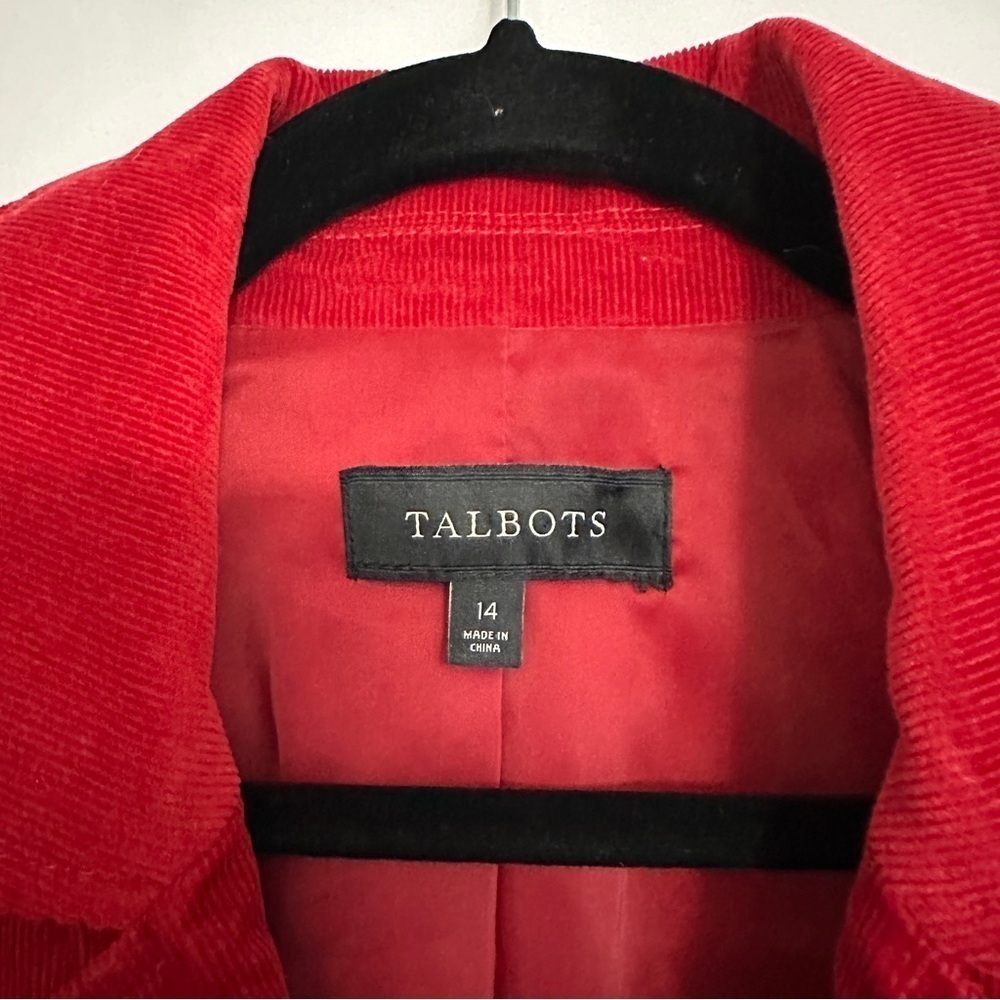 Talbots Women's Red Corduroy Blazer Jacket Gold Button Front Closure sz 14 - Picture 3 of 11